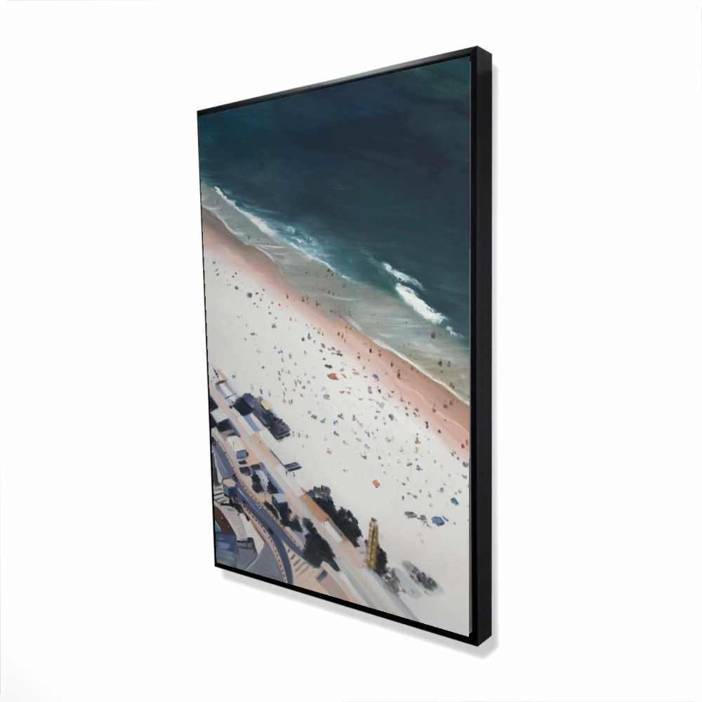 2081-3624-CO126 24 x 36 in. Hot Day At the Beach - Coastal Sea Framed Canvas Decor