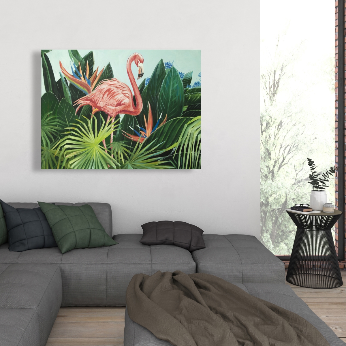 C1RC3648SS4PL9 36 x 48 in. Tropical Flamingo Canvas - Vibrant Home Decor By Green Animals