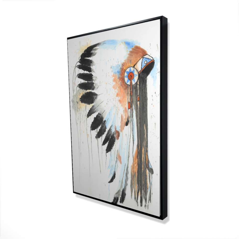 2081-3624-MI59 24 x 36 in. Indian War Bonnet - Ethnic Feathers Canvas Home Decor Art
