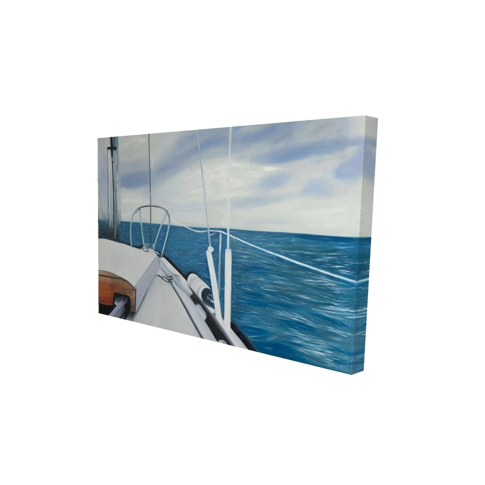 2080-2436-CO122 24 x 36 in. Sail on the Water - Blue Bathroom Canvas for Home Decor