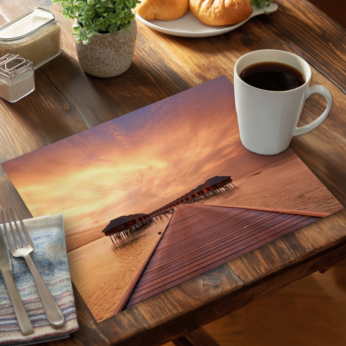 Picture of Begin Home Decor C4PP14188AO43U 14 x 18 in. Sea Villas Polyester Placemat - Stylish Home Decor Accent - Set of 4