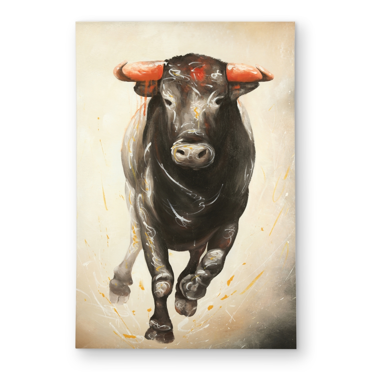 C1ROAR46S6UWIM 4 x 6 ft. Bull Running Orange Western Outdoor Area Rug for Home Decor - Rectangle