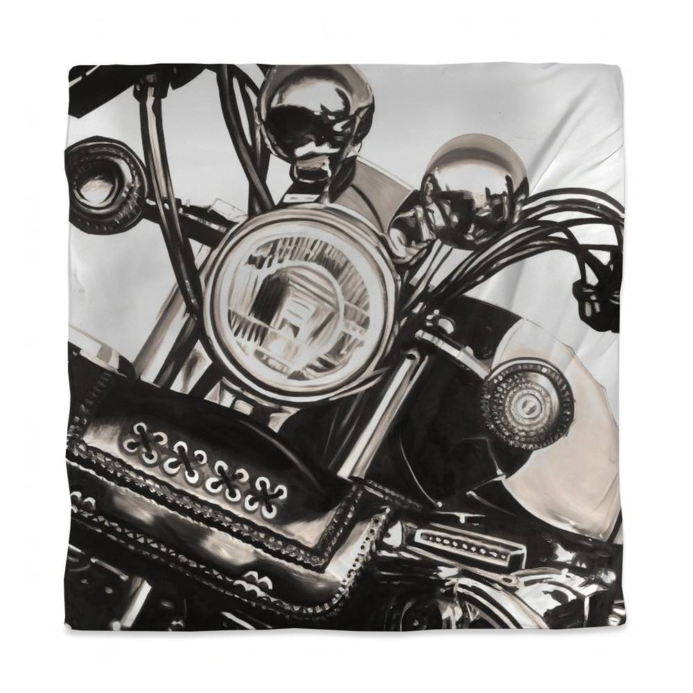 3817-SWCQ-TR56-1 Queen Size Motorcycle Man Cave Duvet Cover - Sepia Bike Design