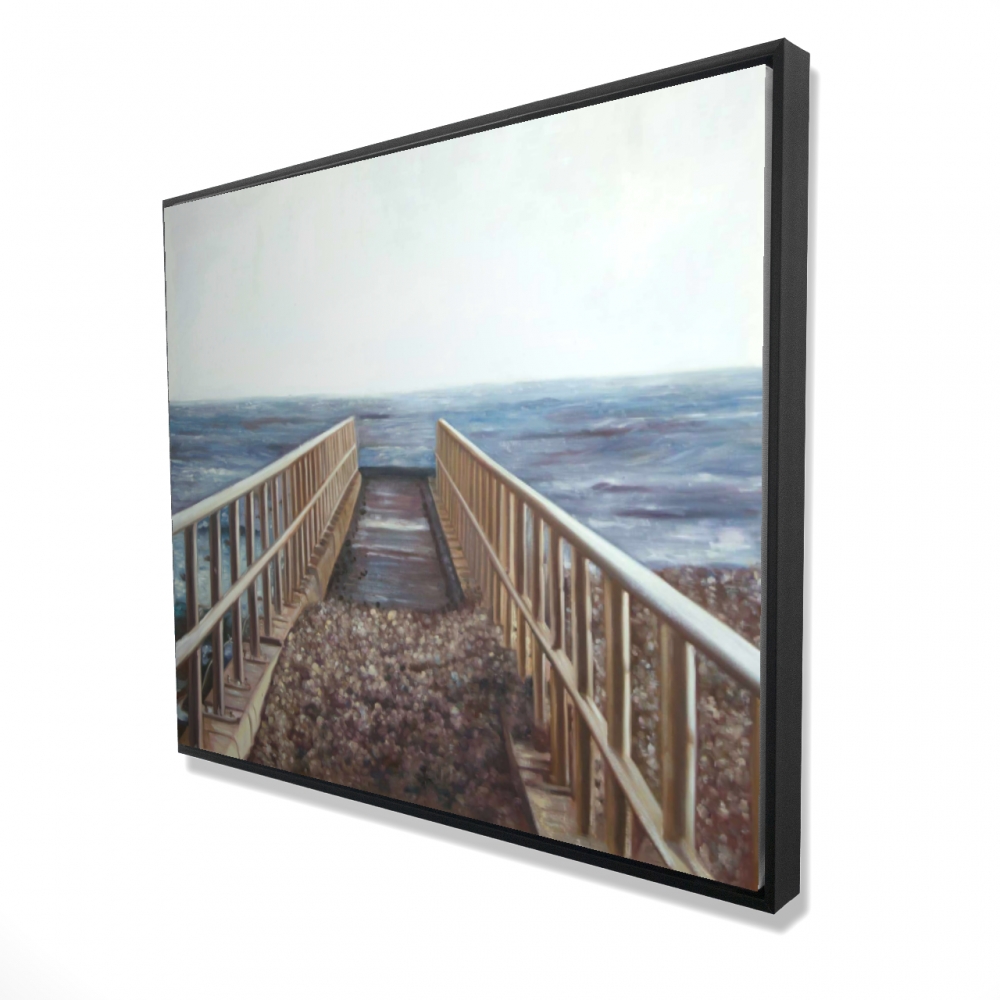 2081-4860-CO134 48 x 60 in. Relaxing Beach - Bridge Beige Framed Canvas for Home Decor