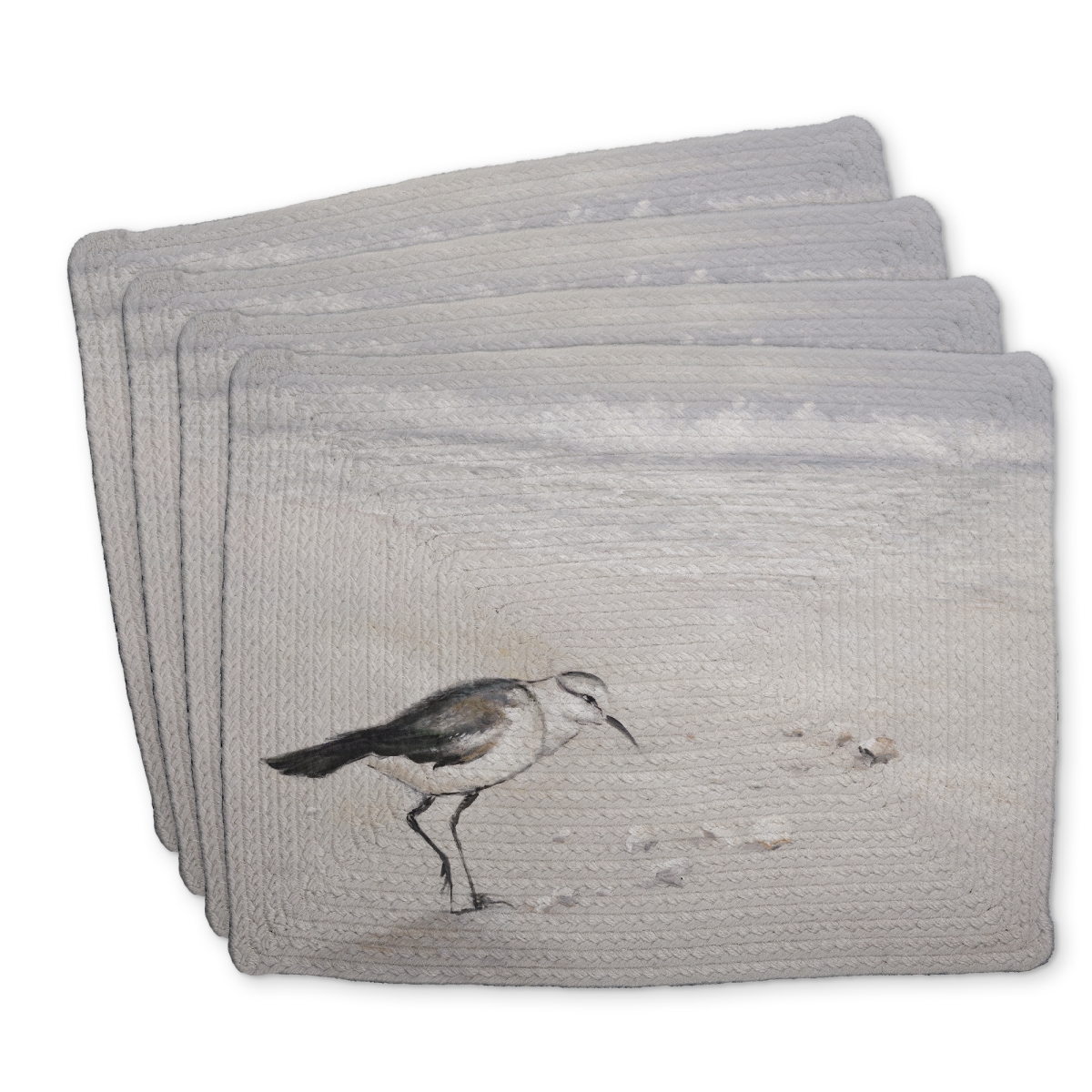 Picture of Begin Home Decor C4BP1418JZLNF4 14 x 18 in. Semipalmated Sandpiper Braided Polyester Placemat - Home Decor - Set of 4