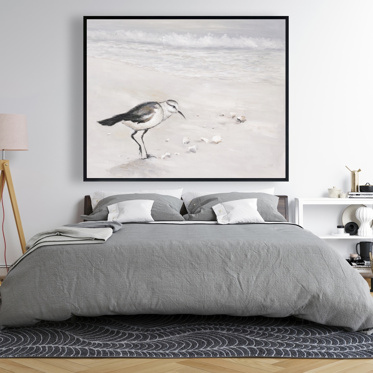 C1FC4860U6QD36 48 x 60 in. Semipalmated Sandpiper - White Animals Framed Canvas Decor