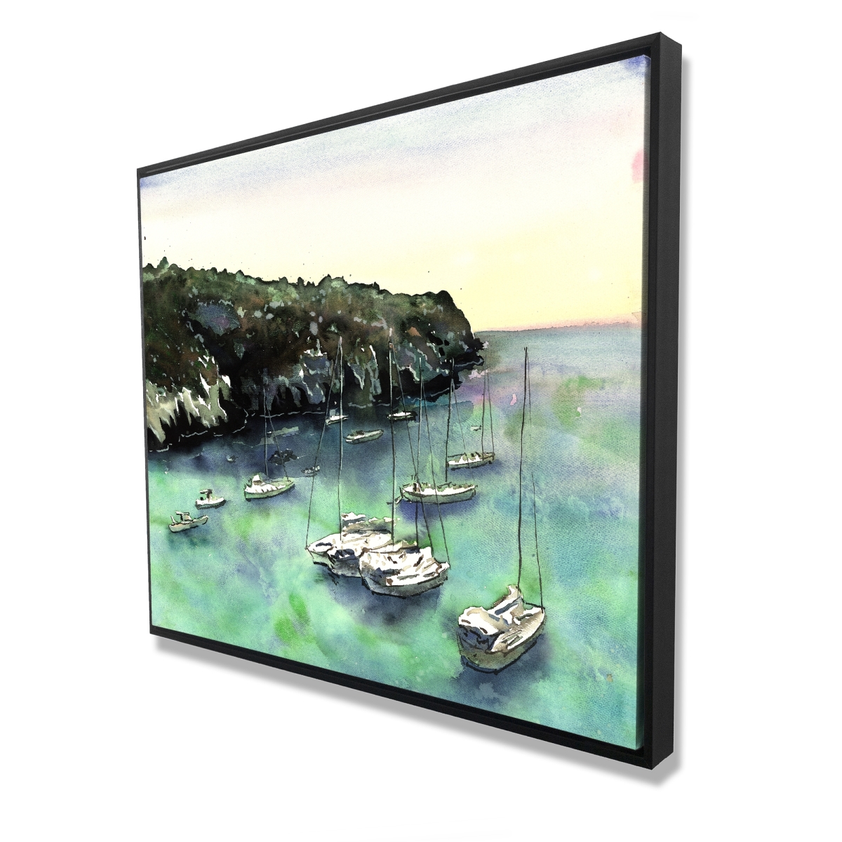 C1FC4860CSRD5T 48 x 60 in. Boats in Cala Macarella - Coastal Framed Canvas Decor
