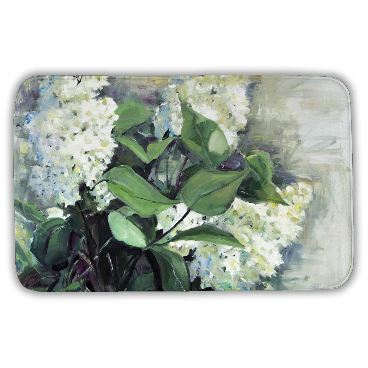 C1BM2134P6FBFV 21 x 34 in. White Lilacs - Botanical Blue Bath Mat for Home Decor