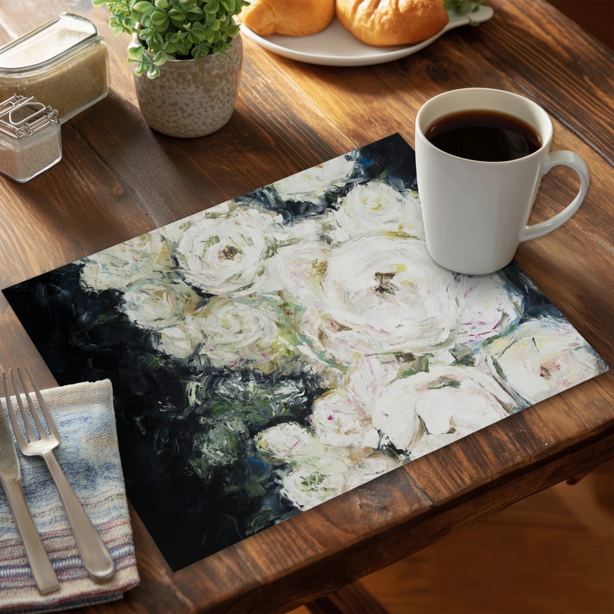 Picture of Begin Home Decor C4PP1418RDQ4RV 14 x 18 in. Garden Roses Polyester Placemat - Elegant Home Decor Accent - Set of 4