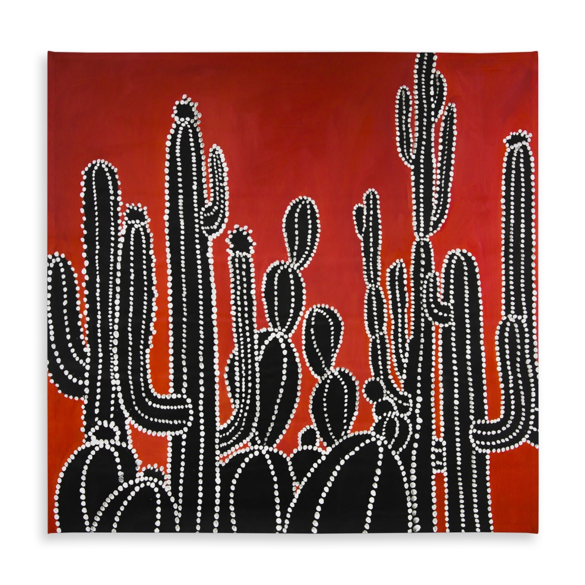 Picture of Begin Home Decor C1TC58586FOP7V 58 x 58 in. Black Tall Cactus Tablecloth - Retro Indoor & Outdoor Decor