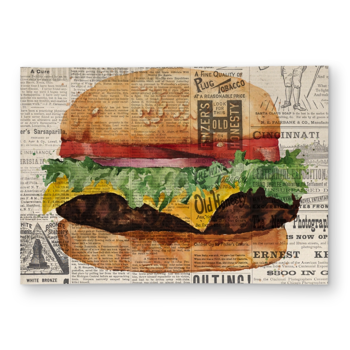 C1ROAR57J9NA5U 5 x 7 ft. Vintage Style All Dressed Cheeseburger Outdoor Area Rug - Brown - Rectangle
