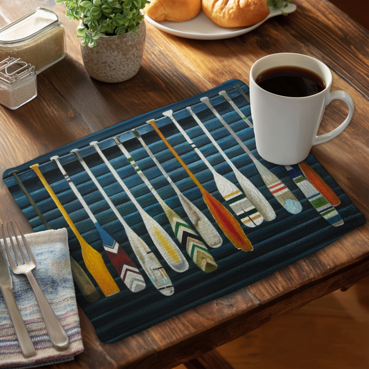 Picture of Begin Home Decor C4BP1418UVKRSZ 14 x 18 in. Paddles - Braided Polyester Placemats for Home Decor - Set of 4