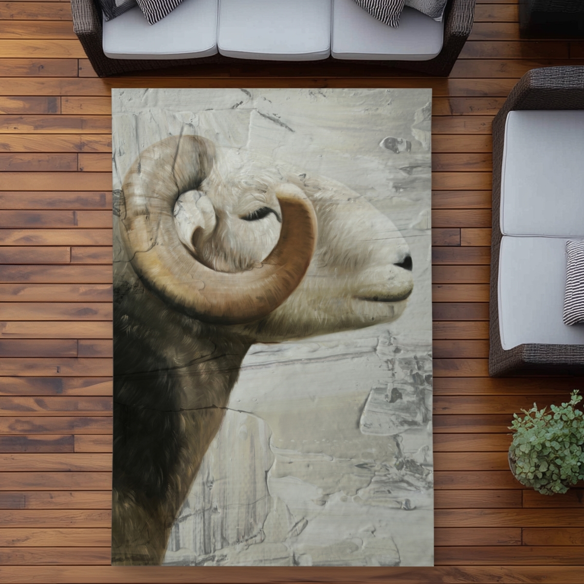 C1ROAR57TXCS6X 5 x 7 ft. Aries Brown Wildlife Outdoor Area Rug - Home Decor Essentials - Rectangle