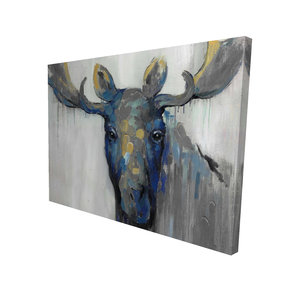 2080-3648-AN22-1 36 x 48 in. Blue Moose - Rustic Deer Canvas Art for Home Decor