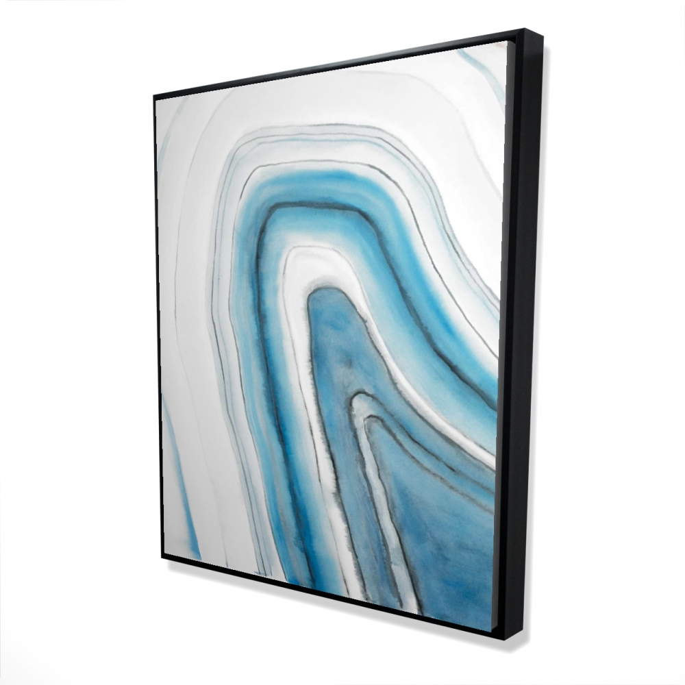 2081-6048-AB39 48 x 60 in. Round Geode - Contemporary Blue Framed Canvas for Home Decor