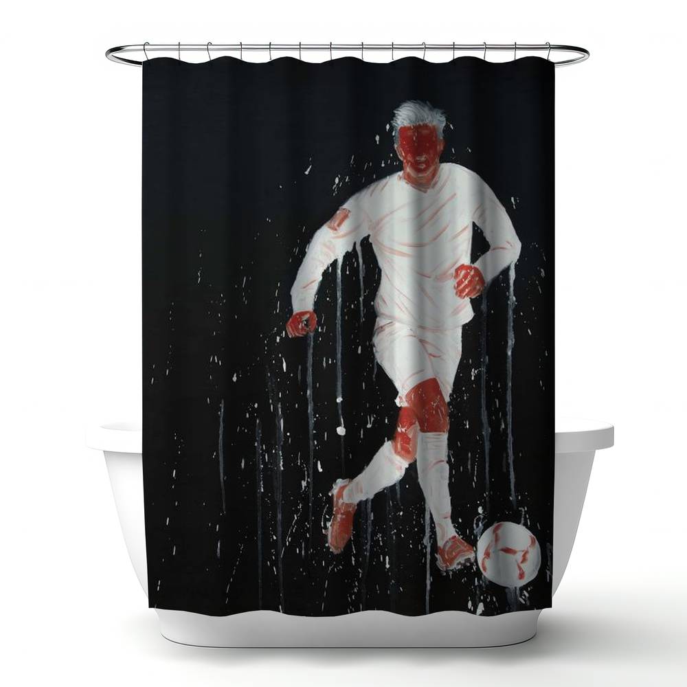 4240-7174-SP75 71 x 74 in. Soccer Player Shower Curtain - Modern Man Cave Home Decor