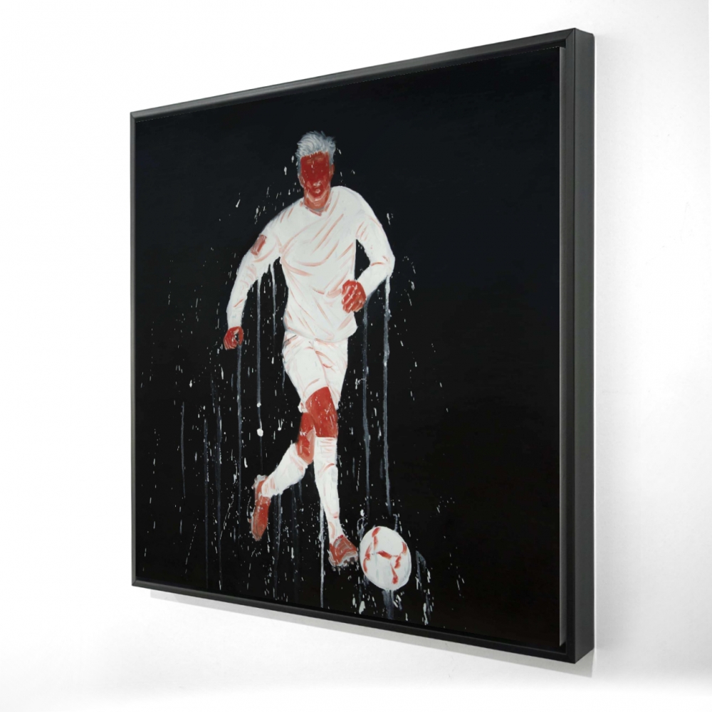 2081-3636-SP75 36 x 36 in. Soccer Player Framed Canvas - Man Cave Sports Decor - Home Art