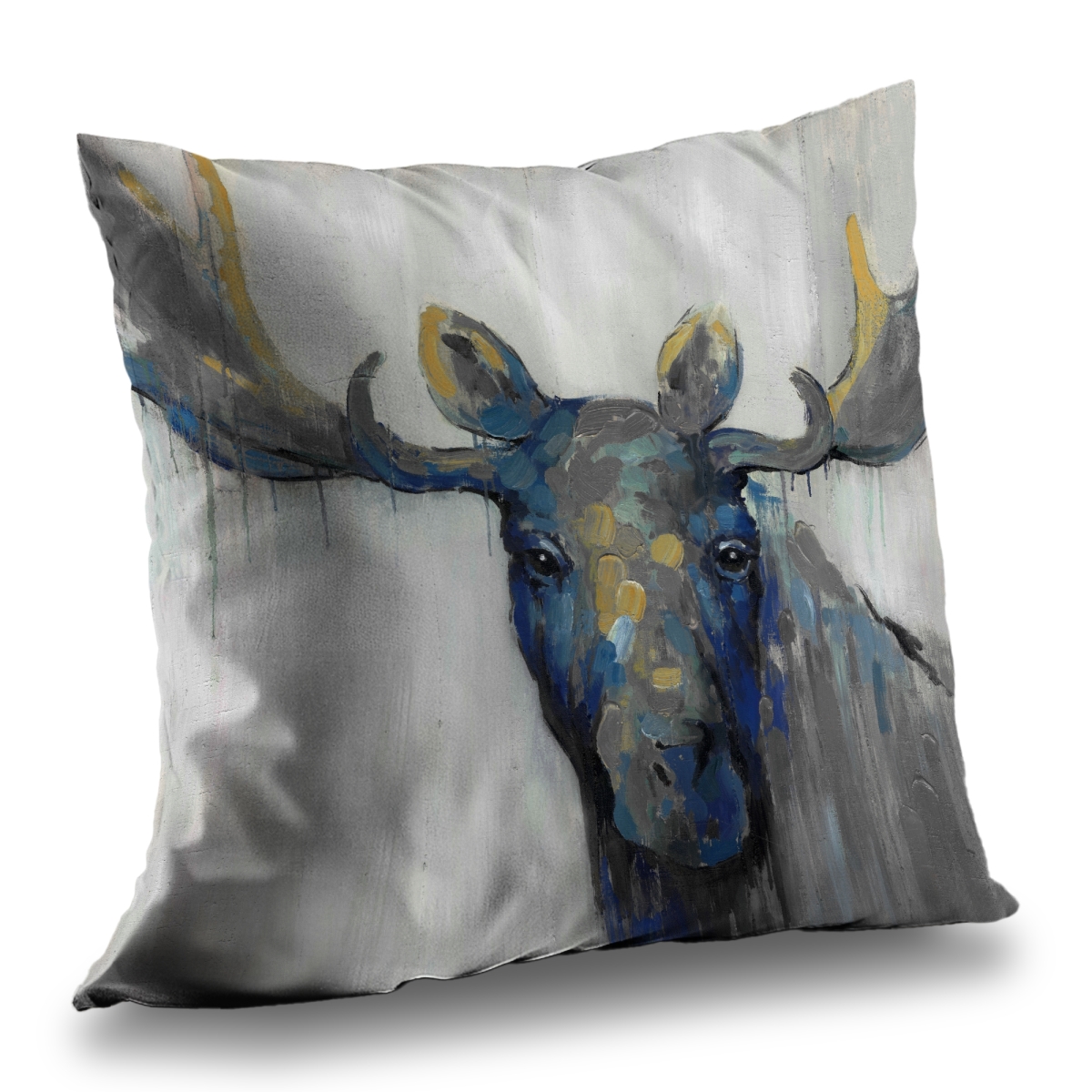 C1PT1414VKLTX0 14 x 14 in. Blue Moose Gray Deer Poly Twill Throw Pillow Insert - Home Decor