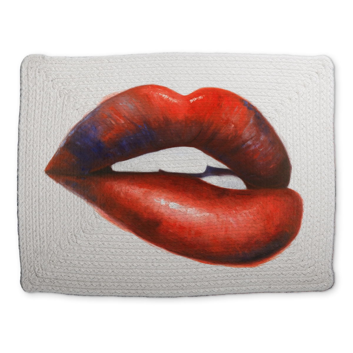 Picture of Begin Home Decor CBPM1418AW3V1Y 14 x 18 in. Beautiful Red Mouth Braided Polyester Placemat - Home Decor