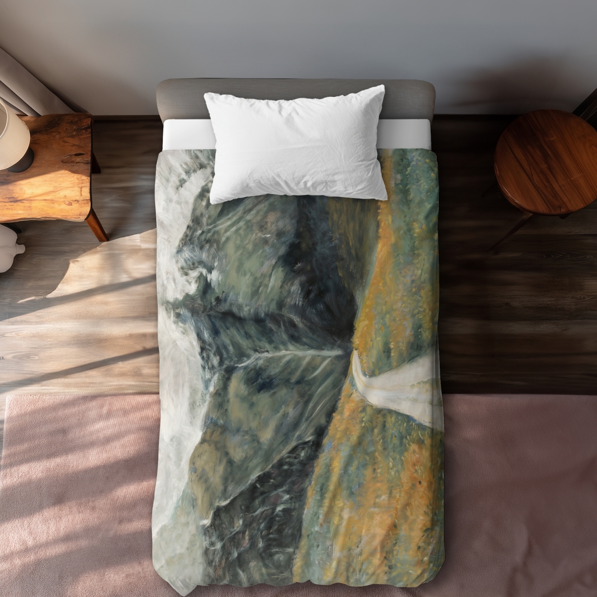 C1DCTXLWUIZEUW Twin Extra Long Mountainous Landscape Contemporary Mountains Duvet Cover - Home Decor