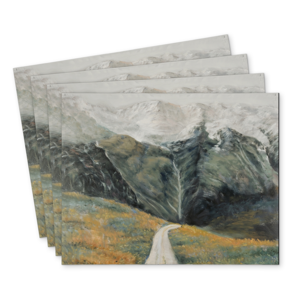 Picture of Begin Home Decor C4PP1418RQAR9G 14 x 18 in. Mountainous Landscape Polyester Placemat - Home Decor Accent - Set of 4