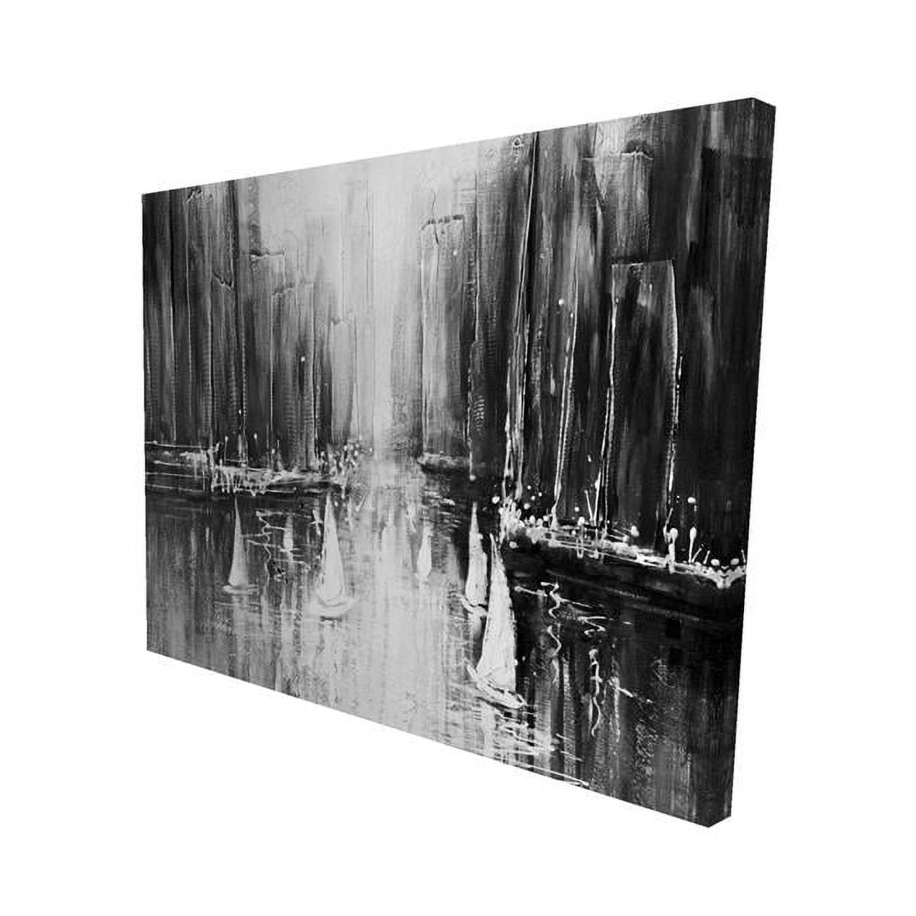 2080-1620-CO4 16 x 20 in. Greyscale Boats on the Water-Print on Canvas
