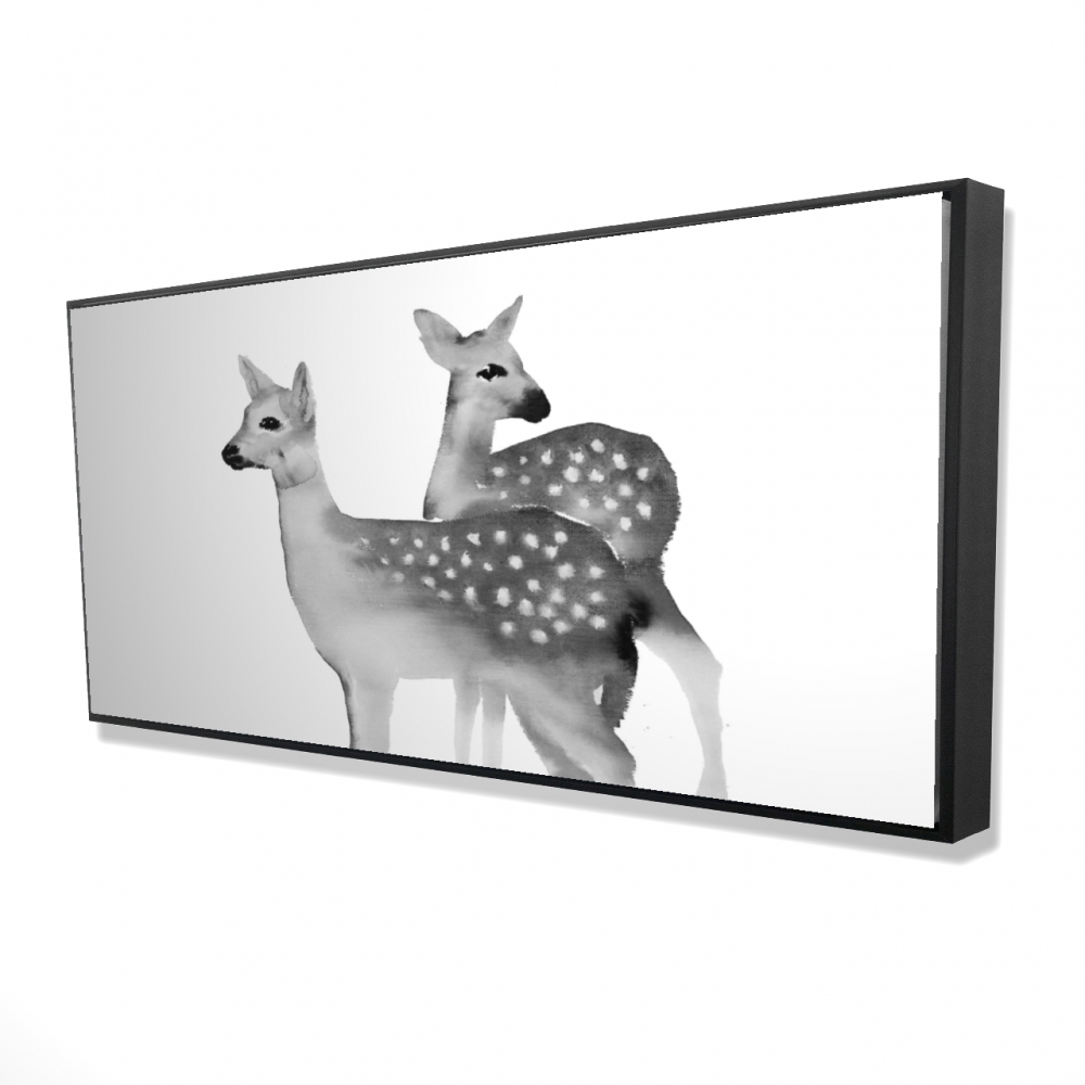 2081-2448-AN453-1 24 x 48 in. Faon Black & White Rustic Bedroom Framed Canvas Art