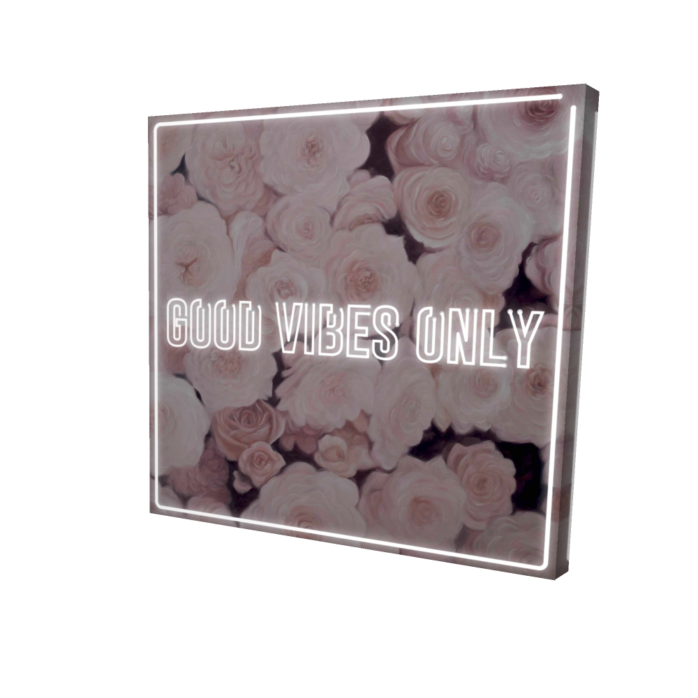 2080-3636-QU26 36 x 36 in. Good Vibes Only - Pink Retro Roses Canvas for Home Decor