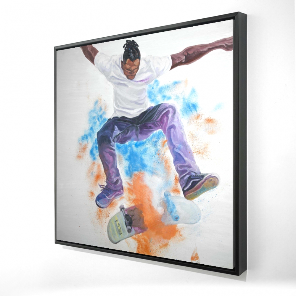 2081-3636-SP60 36 x 36 in. Skater - Man Framed Canvas for Sports Home Decor - Unique Art