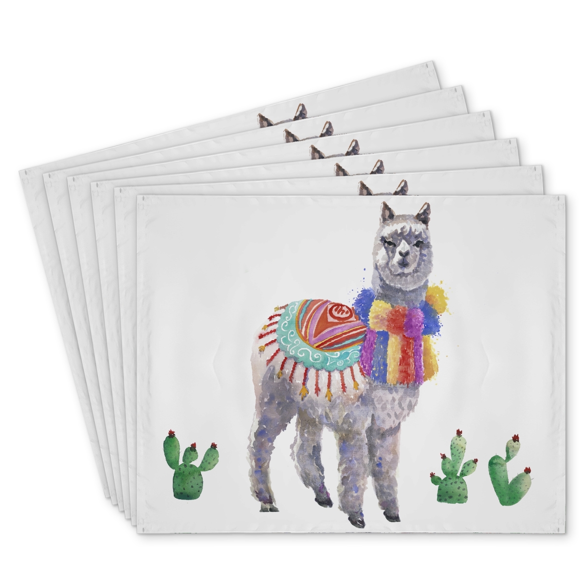 Picture of Begin Home Decor C6PP1418FQYLXR 14 x 18 in. Traditional Peruvian Lama Polyester Placemat - Home Decor - Set of 6