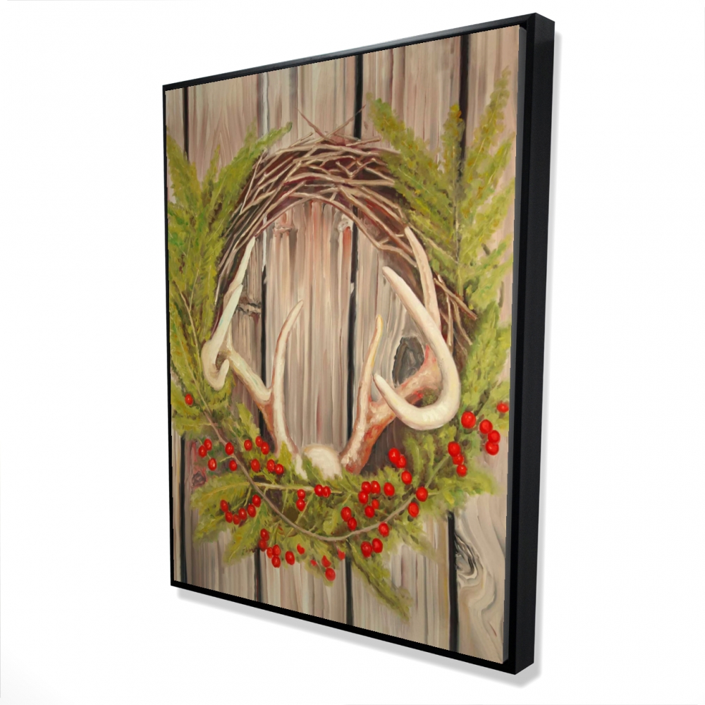 2081-4836-HO11 36 x 48 in. Christmas Wreath with Panache - Kitchen Botanical Canvas Decor