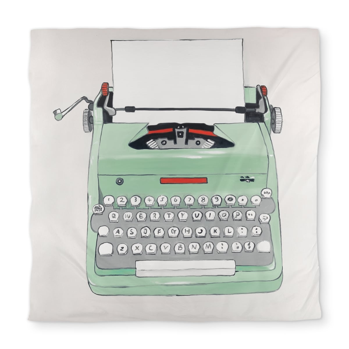 C1DCQSW0DMD7MY Queen Size Mint Typewriter Neo Mint Office Duvet Cover - Home Decor