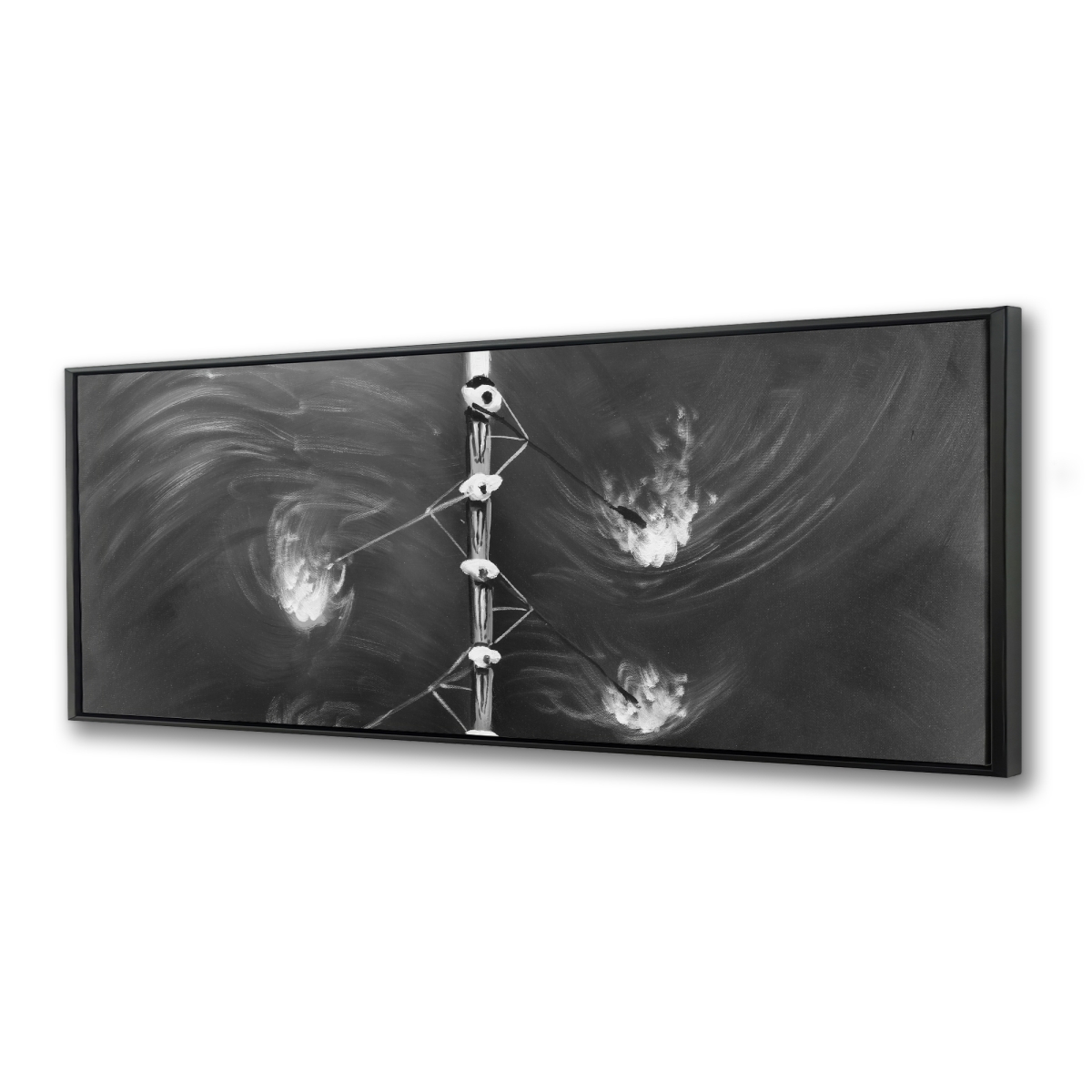 C1FC16481SEYSN 16 x 48 in. Rowing Boat Race Canvas - Black & White Man Cave Decor