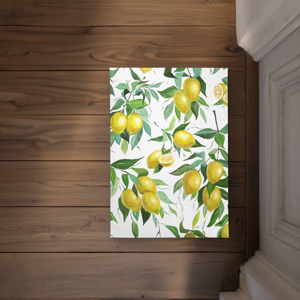 CODM17249CTQ3L 17 x 24 in. Lemon Pattern Door Mat - Illustrative Food Home Decor Indoor Outdoor