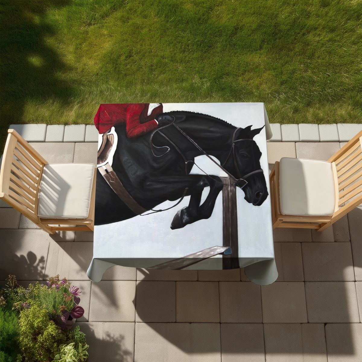 Picture of Begin Home Decor C1TC5858A4JWMR 58 x 58 in. Riding Competition Tablecloth - Indoor & Outdoor Home Decor