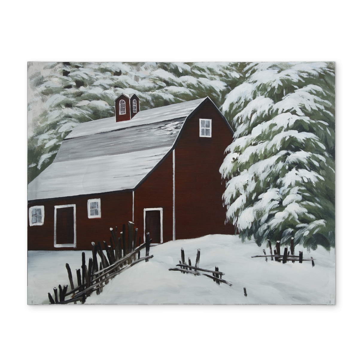 Picture of Begin Home Decor CPPM1418C0B510 14 x 18 in. Red Barn in Snow Rustic Polyester Placemat - Home Decor