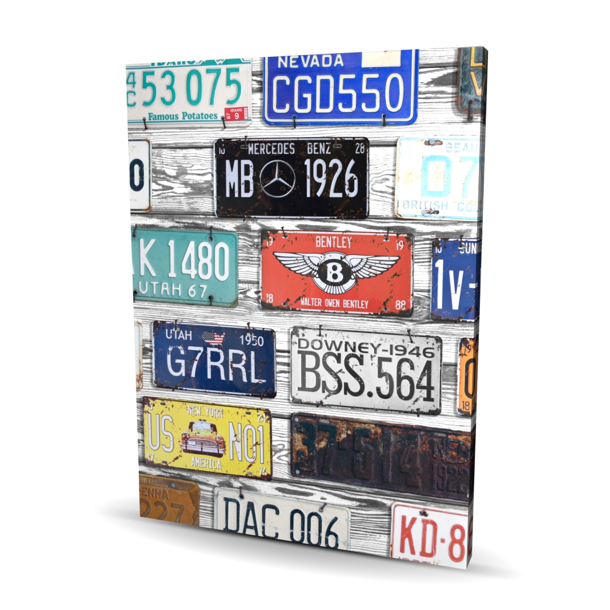 C1RC3648N6EGAI 36 x 48 in. Vintage Plates Registration - Man Cave Car Canvas Home Decor