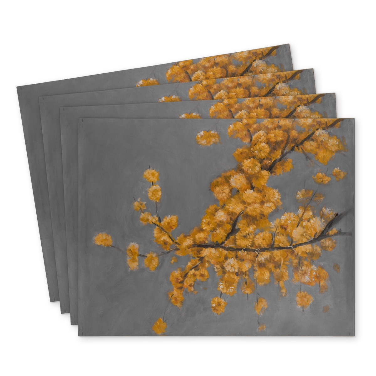 Picture of Begin Home Decor C4PP1418RJAFII 14 x 18 in. Golden Wattle Plant Polyester Placemat - Home Decor Accent - Set of 4