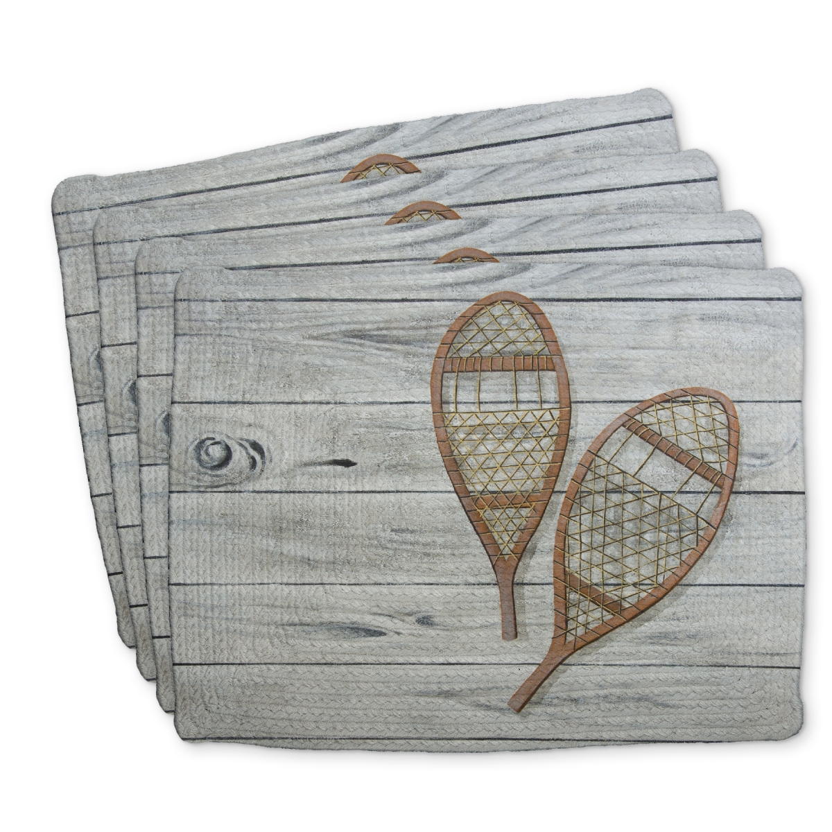 Picture of Begin Home Decor C4BP141808CFOE 14 x 18 in. Snowshoes Braided Polyester Placemat - Stylish Home Decor - Set of 4