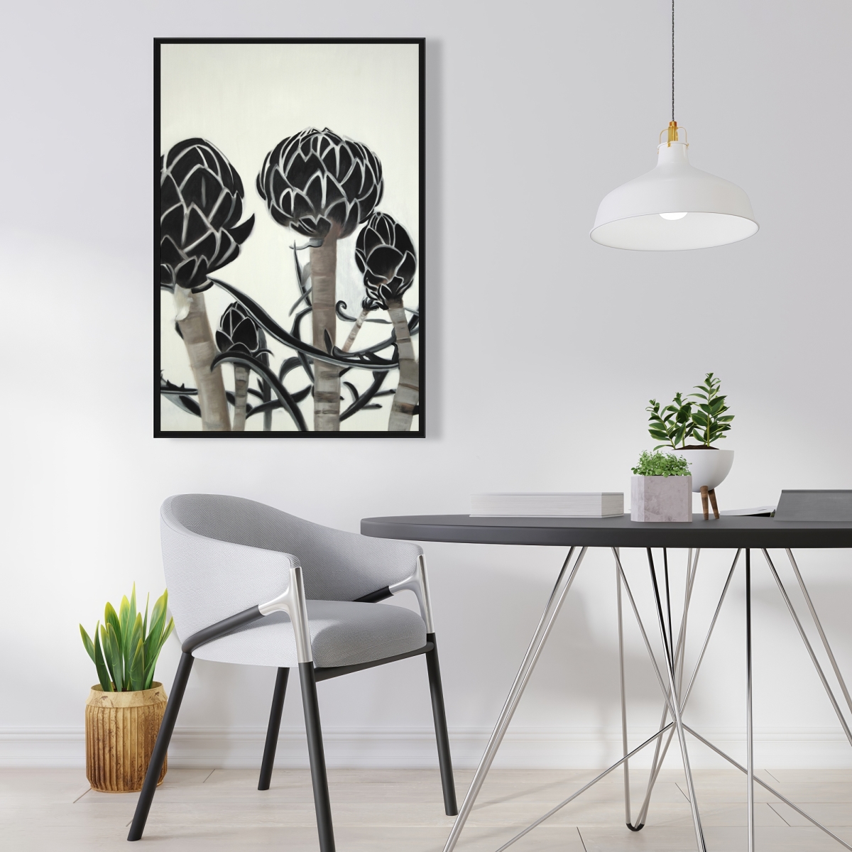 C1FC2436FD2JOT 24 x 36 in. Artichokes - Black Framed Canvas - Elegant Home Decor