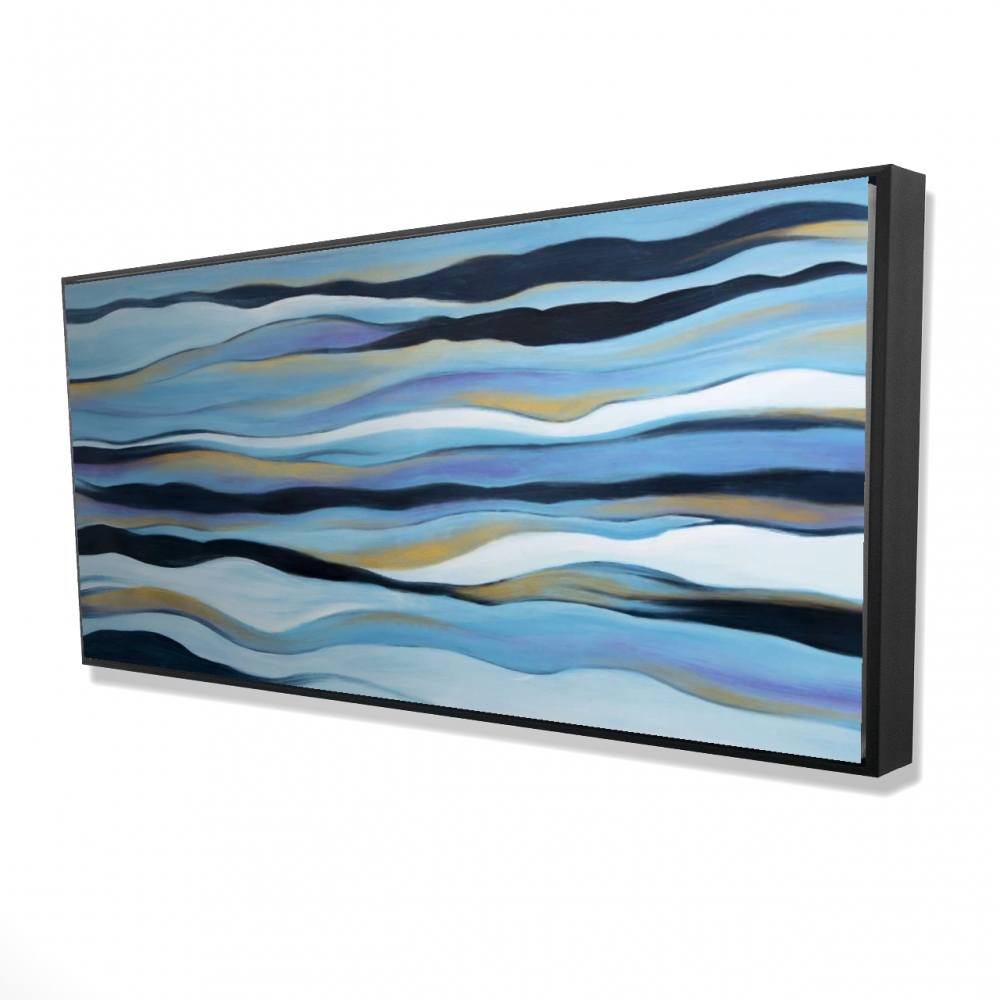 2081-2448-AB104 24 x 48 in. Blue Sweep - Contemporary Abstract Framed Canvas Home Decor
