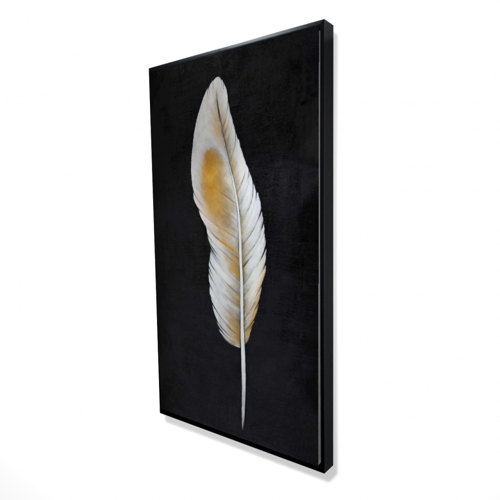 2081-4824-AN486 24 x 48 in. Feather - White Framed Canvas for Elegant Bedroom Decor