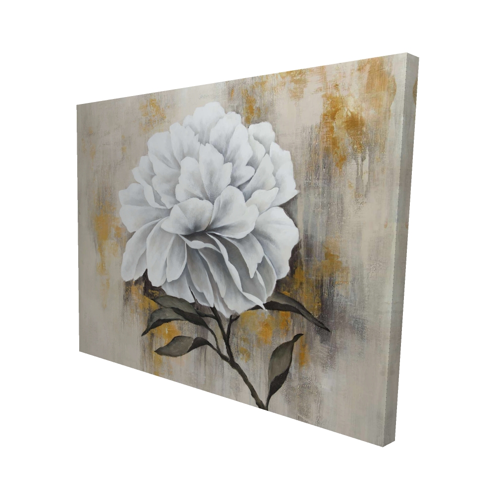2080-4860-FL350 48 x 60 in. White Peony Floral Canvas - Elegant Botanical Office Decor