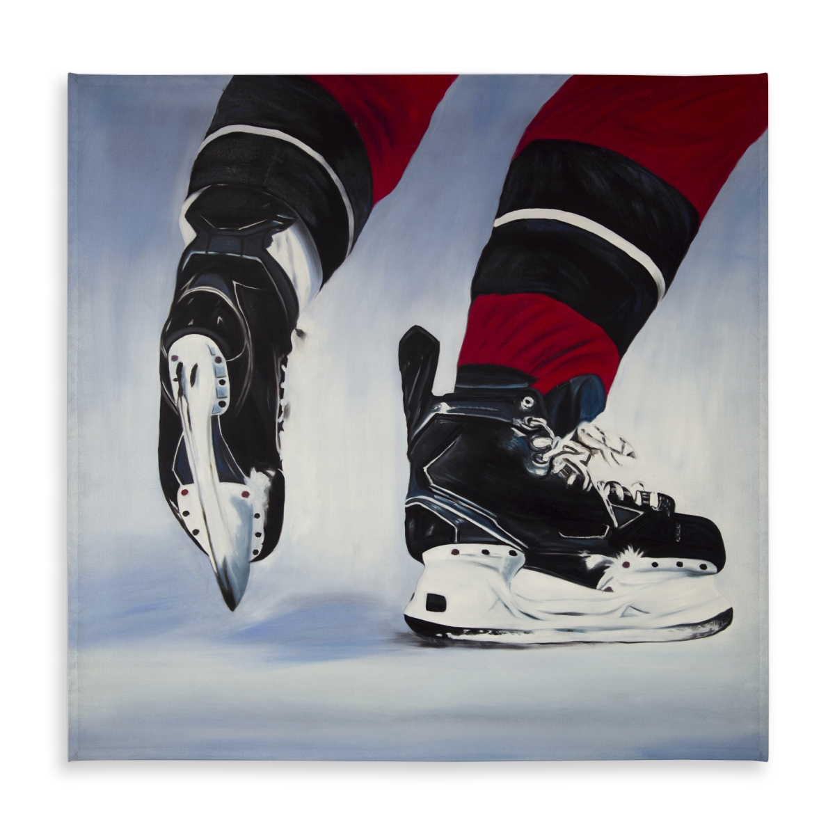Picture of Begin Home Decor C1TC58584X9XW6 58 x 58 in. Hyperrealist Shoes Blue Hockey Player Tablecloth - Home Decor