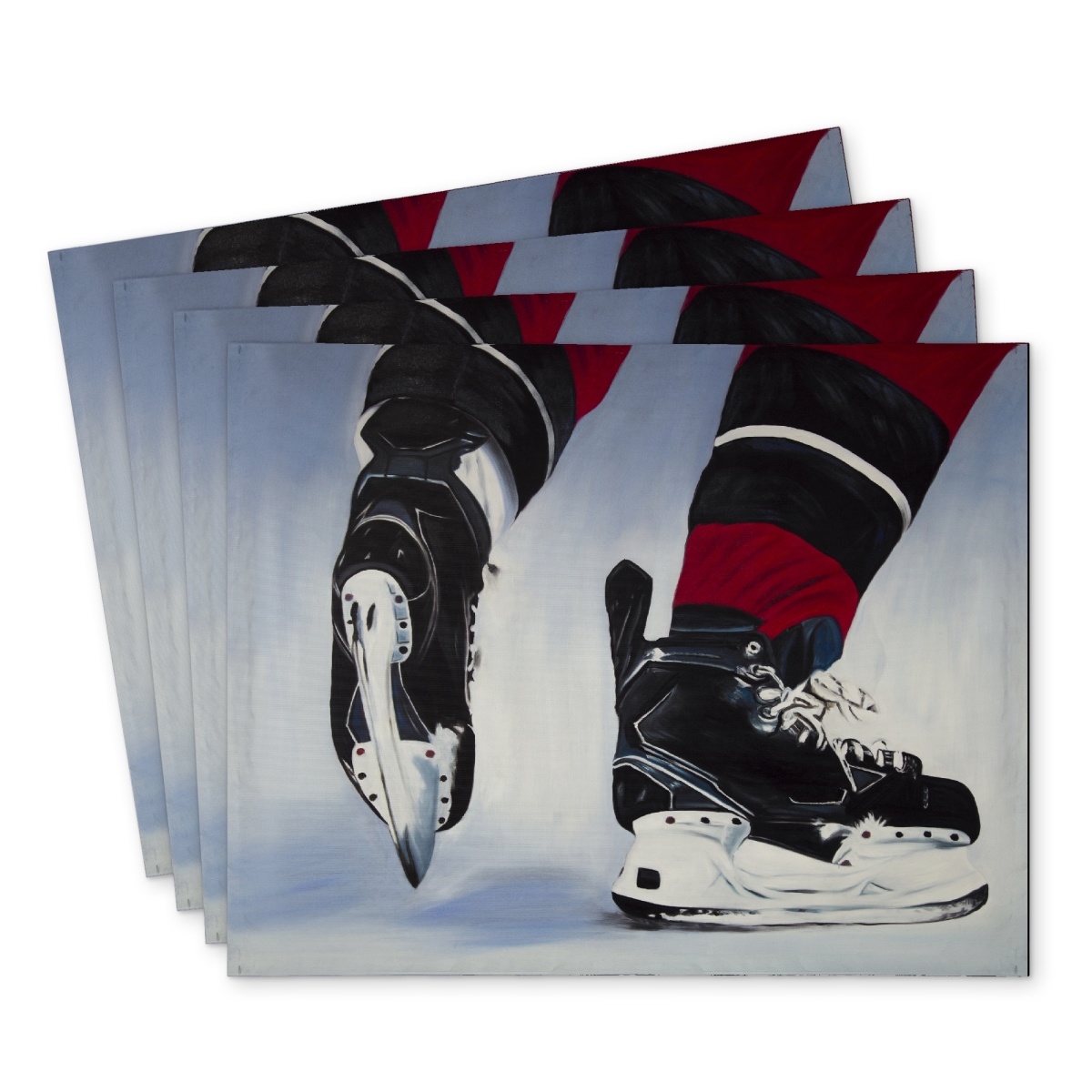 Picture of Begin Home Decor C4PP1418RZ6F1O 14 x 18 in. Hockey Player Polyester Placemat for Stylish Home Decor - Set of 4