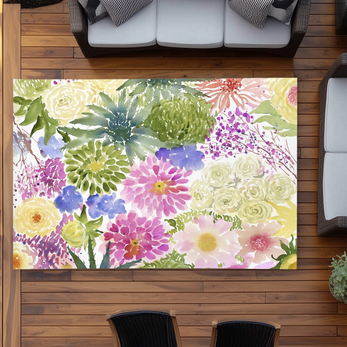 C1ROAR57C5K75D 5 x 7 ft. Bundle of Exotic Flowers - Purple Floral Outdoor Area Rug - Rectangle