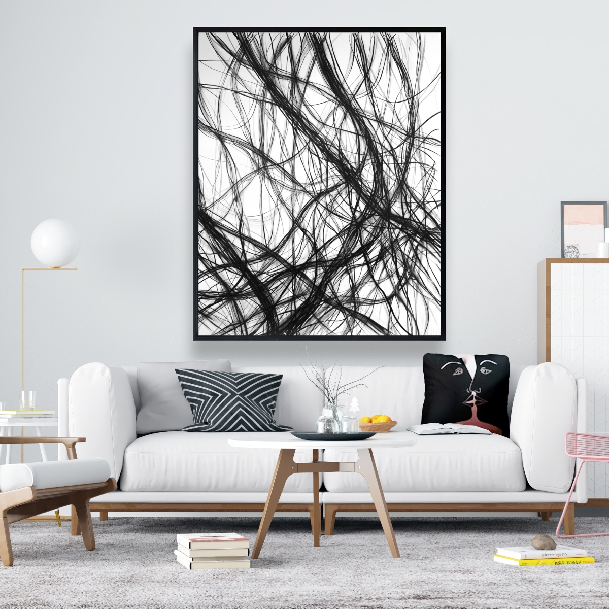 C1FC4860PHXWD4 48 x 60 in. Connection - Shapes Minimalist Framed Canvas for Home Decor