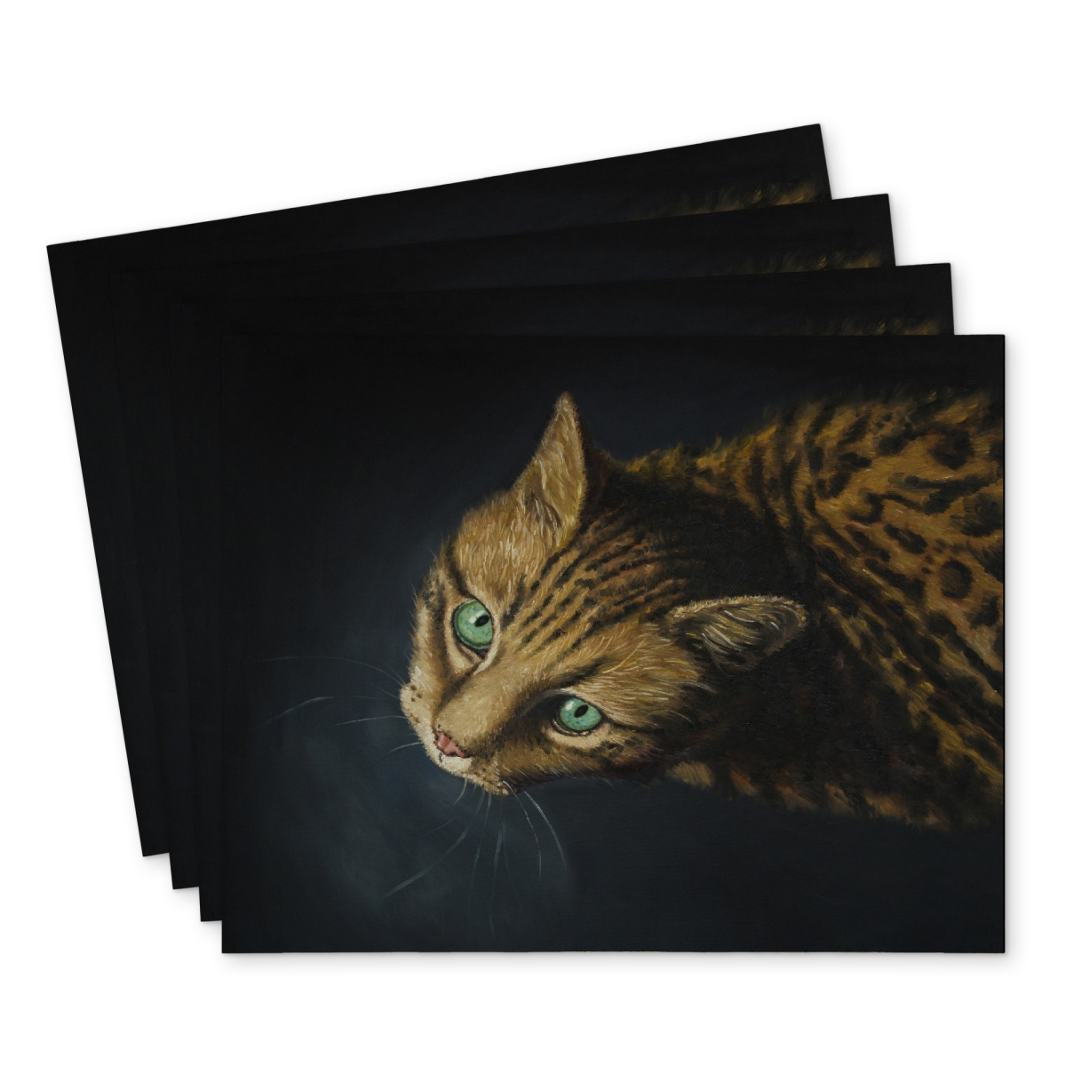 Picture of Begin Home Decor C4PP1418WOR86G 14 x 18 in. Bengal Cat Polyester Placemat for Stylish Home Decor - Set of 4