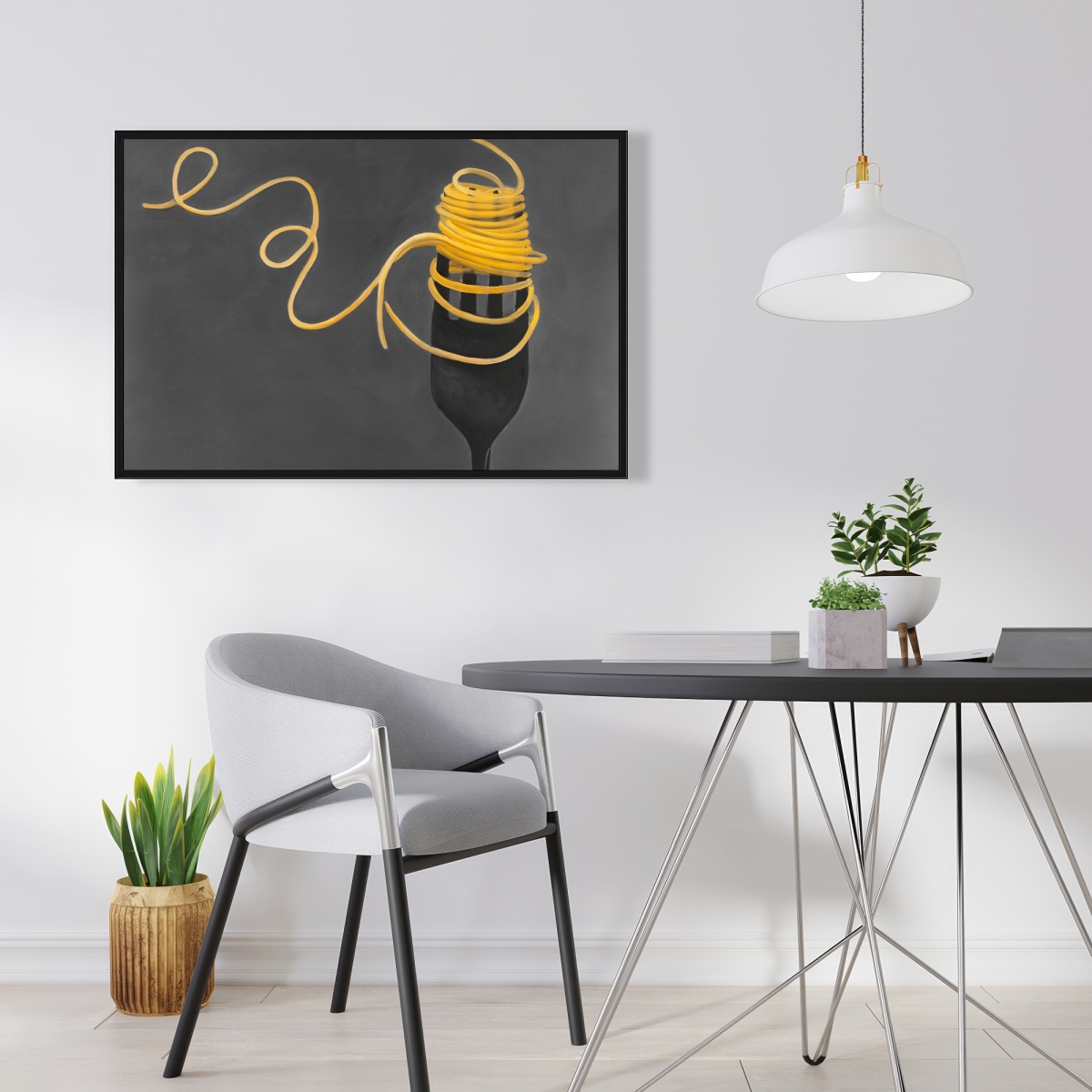 C1FC2436L5JQ0J 24 x 36 in. Spaghetti Pasta Around a Fork - Still Life Canvas Art Decor
