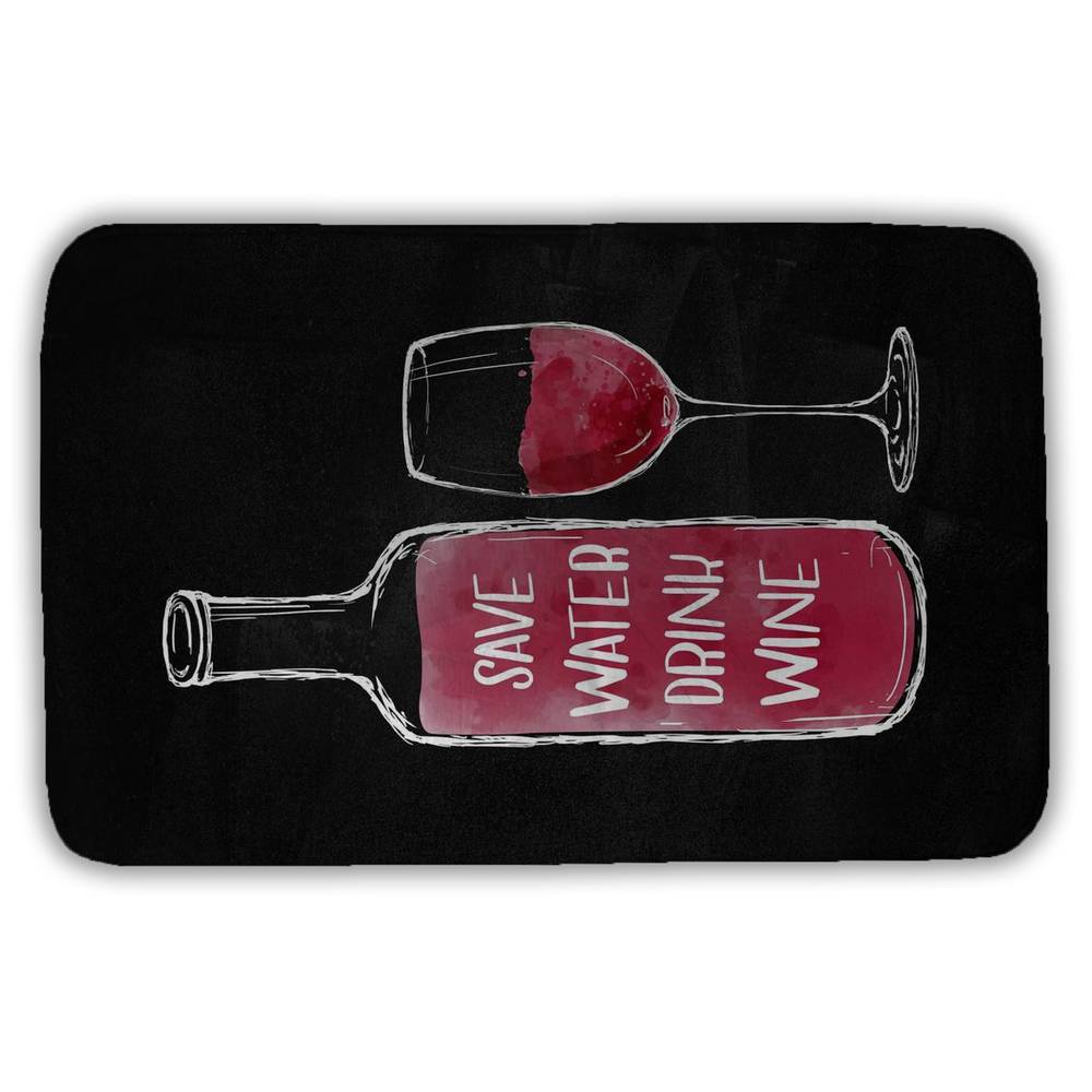 5930-3421-QU43 21 x 34 in. Save Water Drink Wine Bath Mat - Kitchen Decor - Home Style